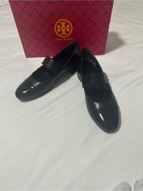 Tory Burch Black Patent Leather Strap Loafers